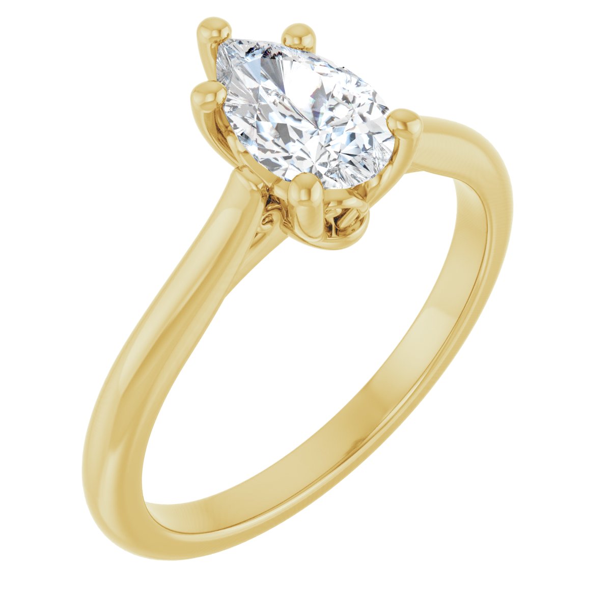 Natural Diamond Pear Solitaire Engagement Ring Mounting - 14K Gold - Series 126330