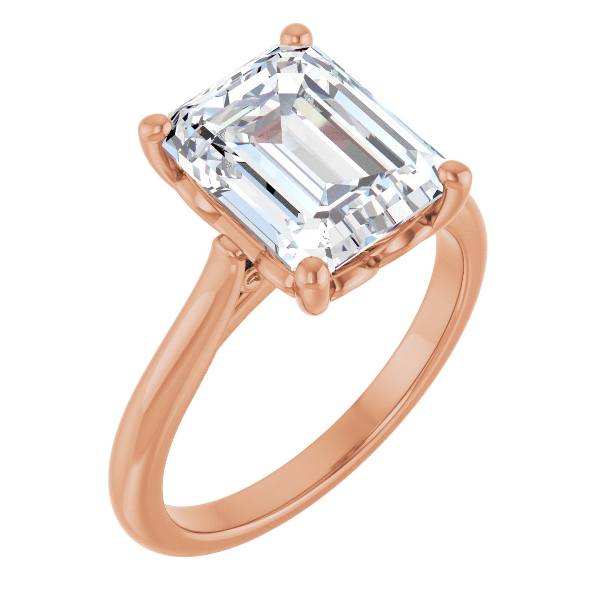 Natural Diamond Emerald Solitaire Engagement Ring Mounting - 14K Gold - Series 126330
