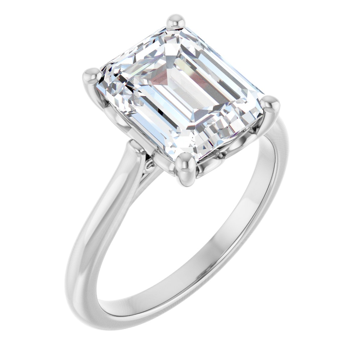 Natural Diamond Emerald Solitaire Engagement Ring Mounting - 14K Gold - Series 126330