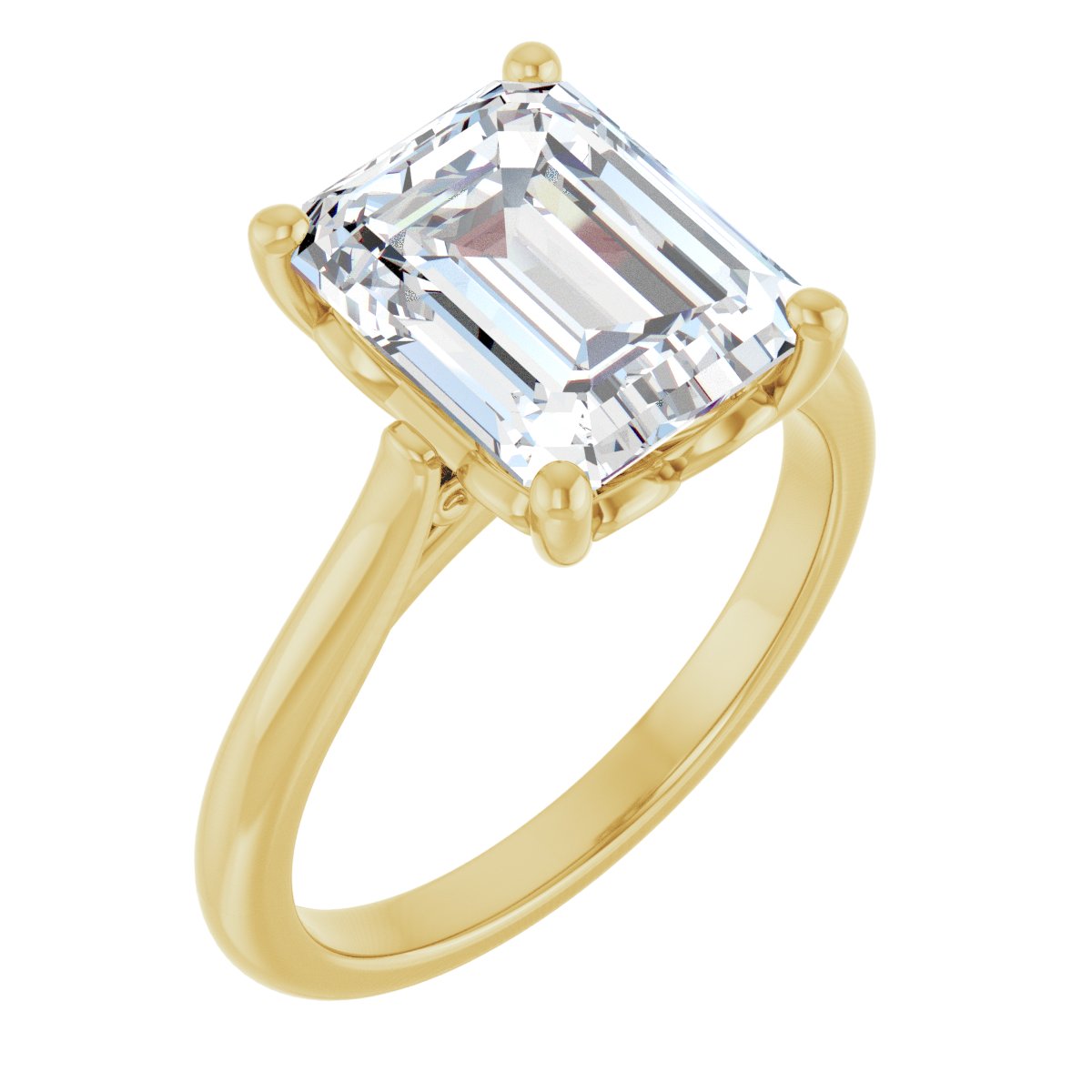 Natural Diamond Emerald Solitaire Engagement Ring Mounting - 14K Gold - Series 126330