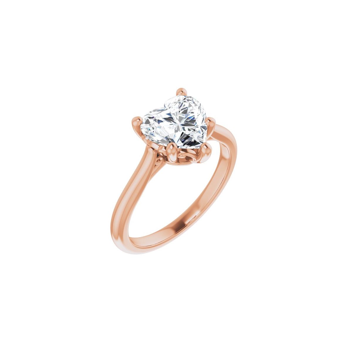 Natural Diamond Heart Solitaire Engagement Ring Mounting - 14K Gold - Series 126330
