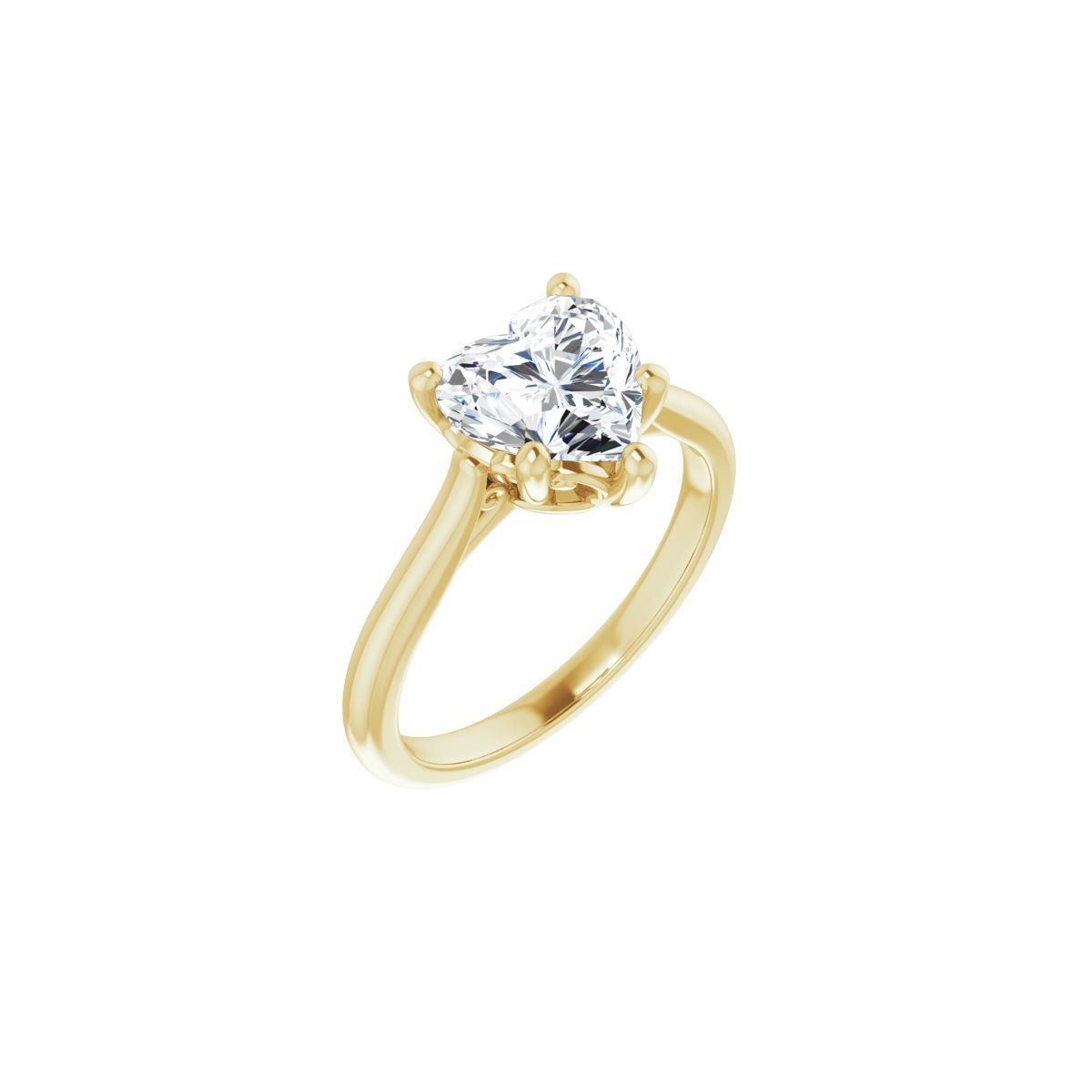 Natural Diamond Heart Solitaire Engagement Ring Mounting - 14K Gold - Series 126330