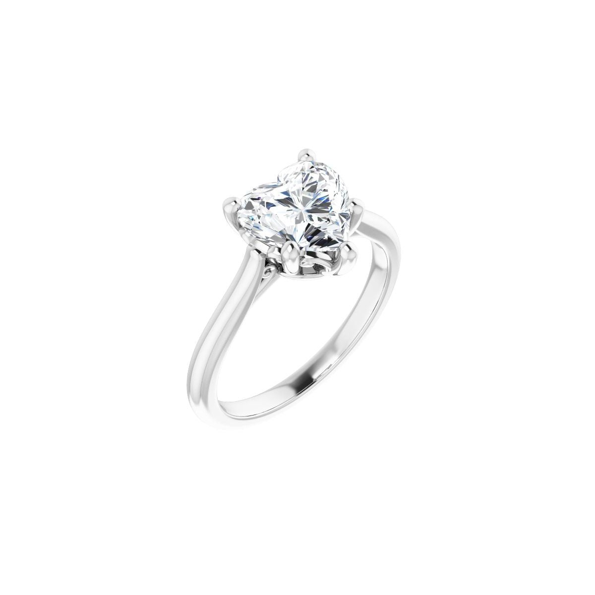 Natural Diamond Heart Solitaire Engagement Ring Mounting - 14K Gold - Series 126330