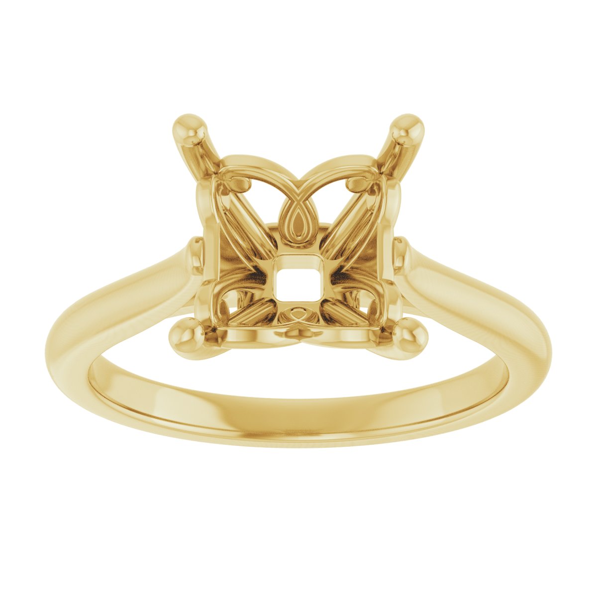 Square Solitaire Engagement Ring Mounting - gallery - Series 126330