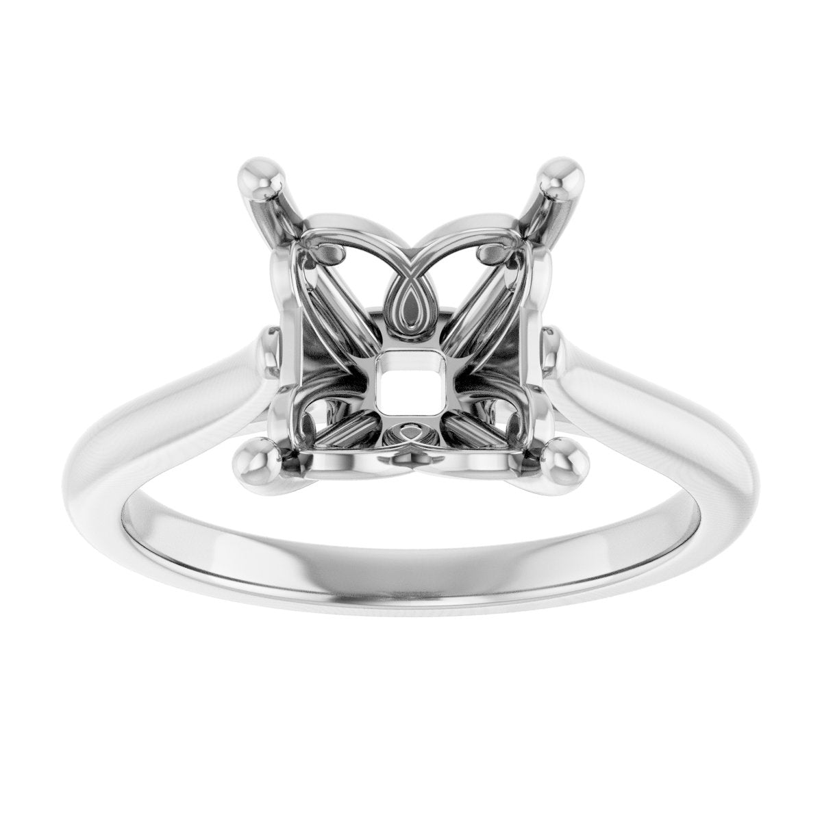 Square Solitaire Engagement Ring Mounting - gallery - Series 126330