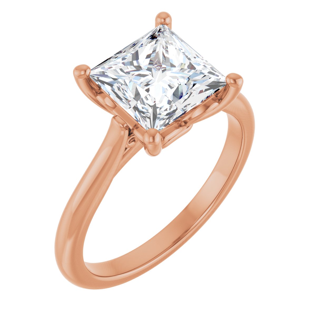 Natural Diamond Square Solitaire Engagement Ring Mounting - 14K Gold - Series 126330