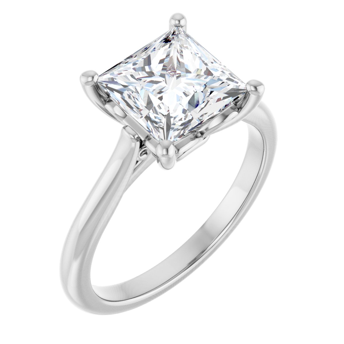 Natural Diamond Square Solitaire Engagement Ring Mounting - 14K Gold - Series 126330