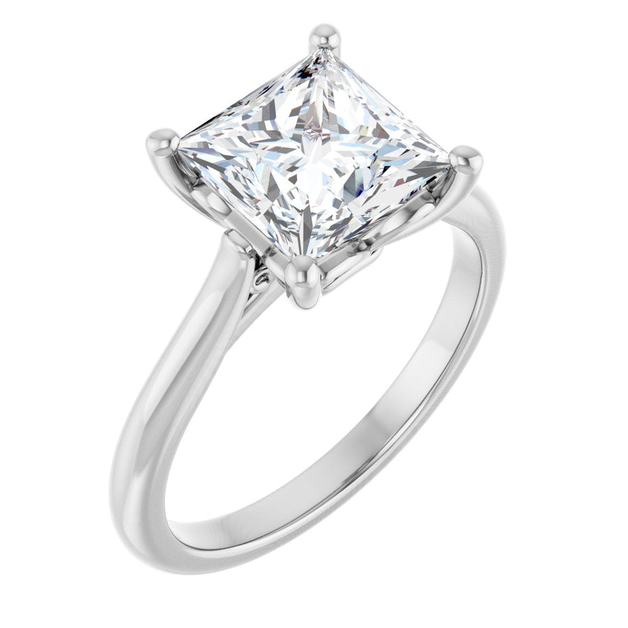 Natural Diamond Square Solitaire Engagement Ring Mounting - 14K Gold - Series 126330