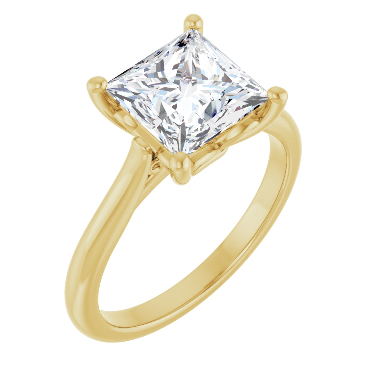 Natural Diamond Square Solitaire Engagement Ring Mounting - 14K Gold - Series 126330