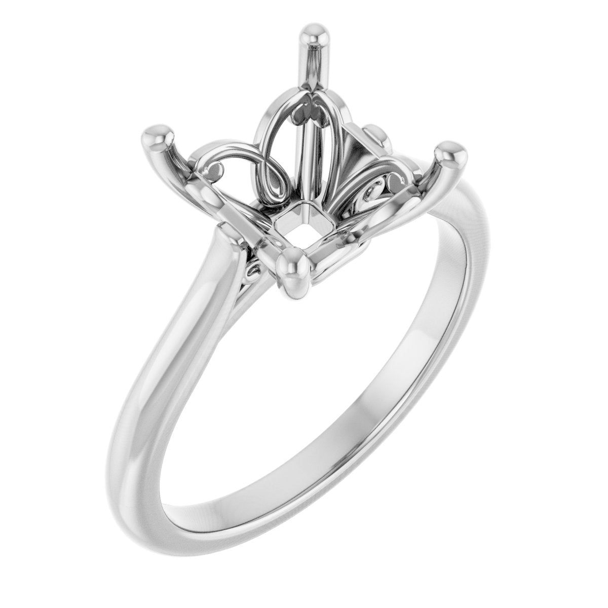 Square Solitaire Engagement Ring Mounting - gallery - Series 126330