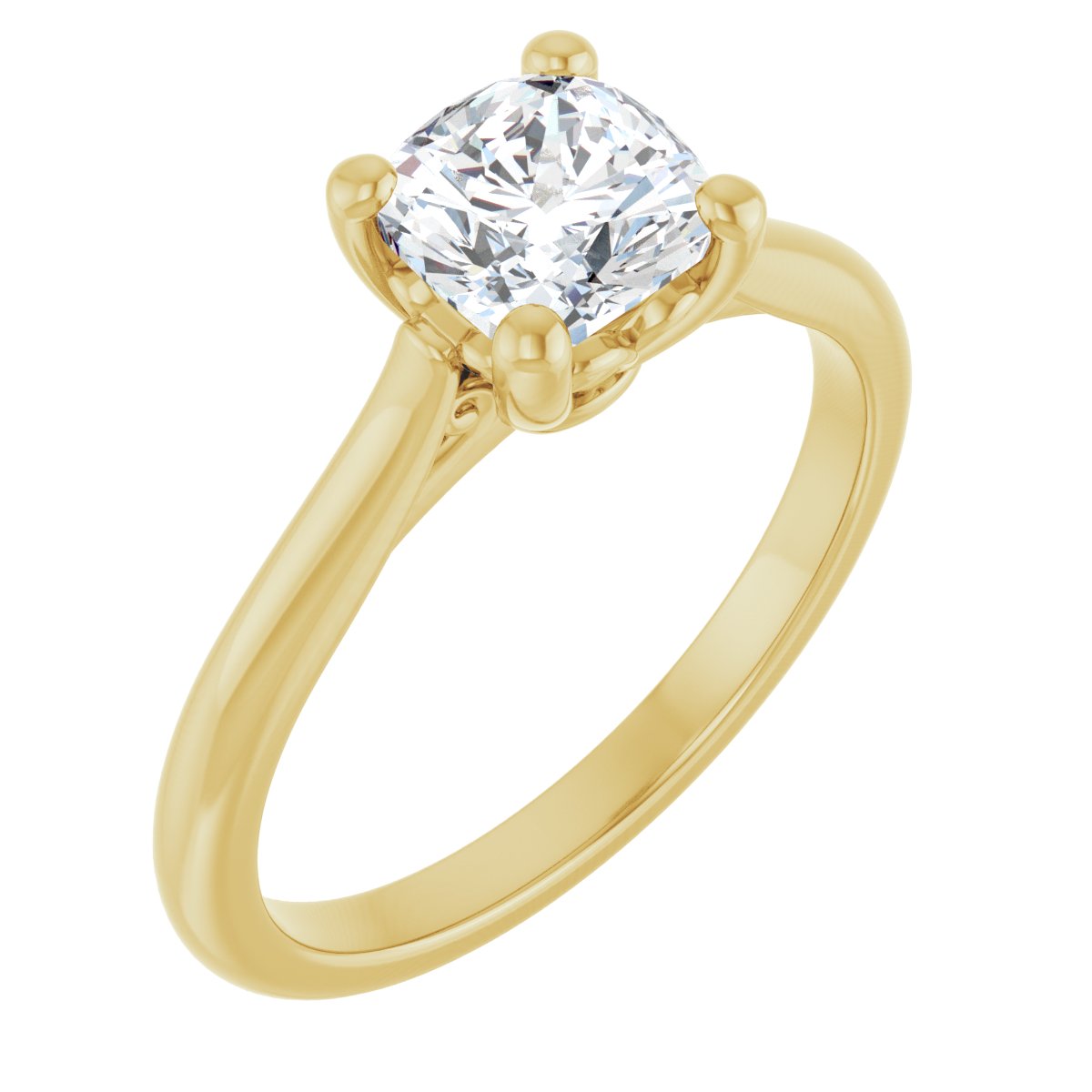 Natural Diamond Cushion Solitaire Engagement Ring Mounting - 14K Gold - Series 126330