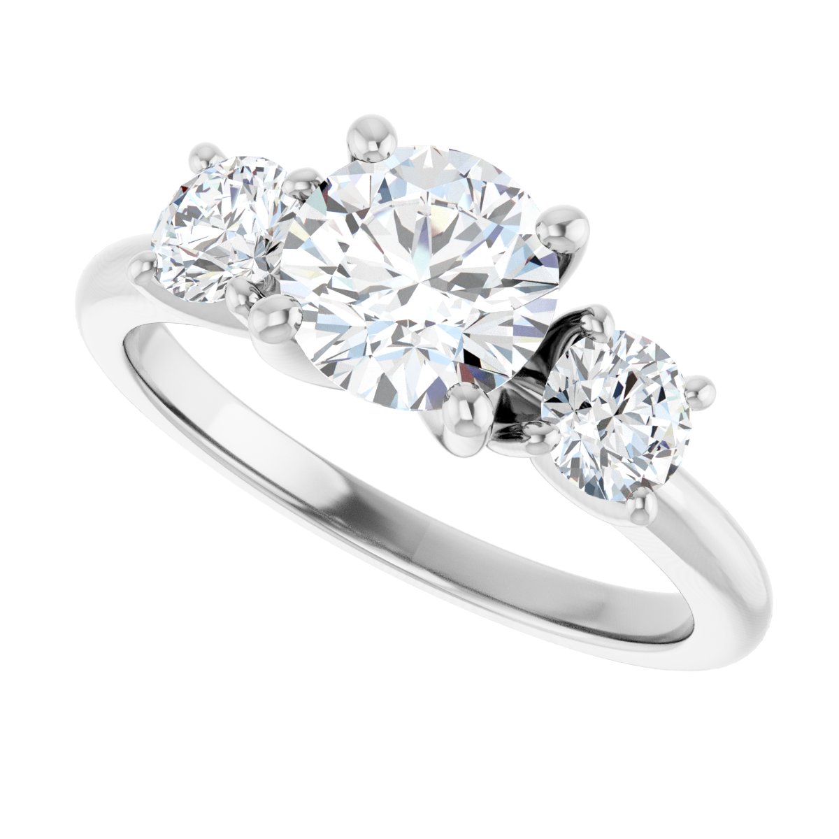 Round Three-Stone Engagement Ring Semi-Mount - gallery - Series 126418