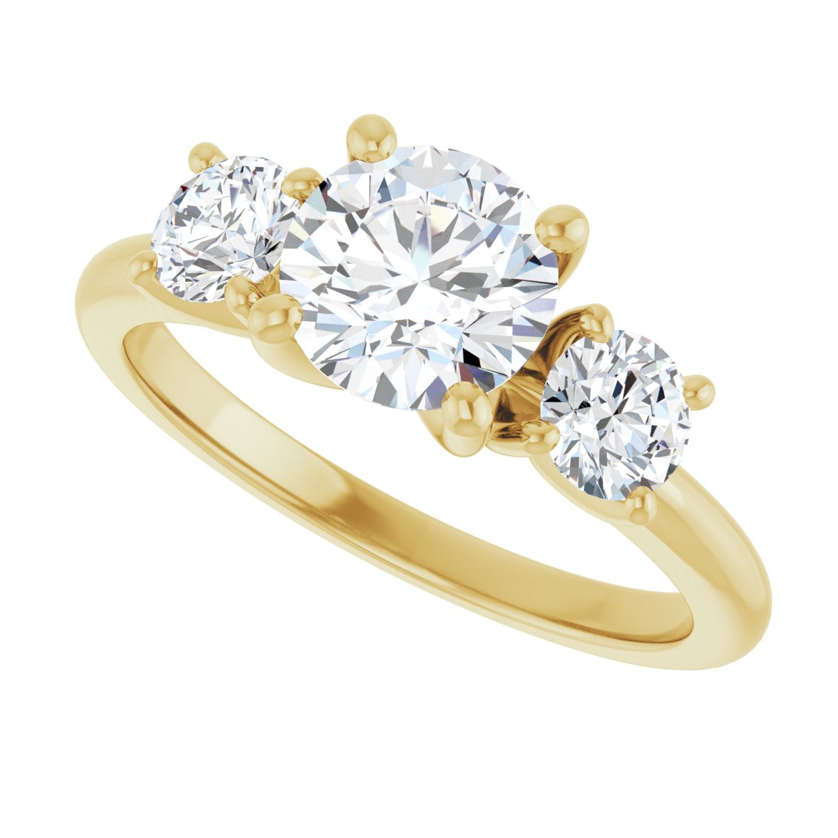 Round Three-Stone Engagement Ring Semi-Mount - gallery - Series 126418