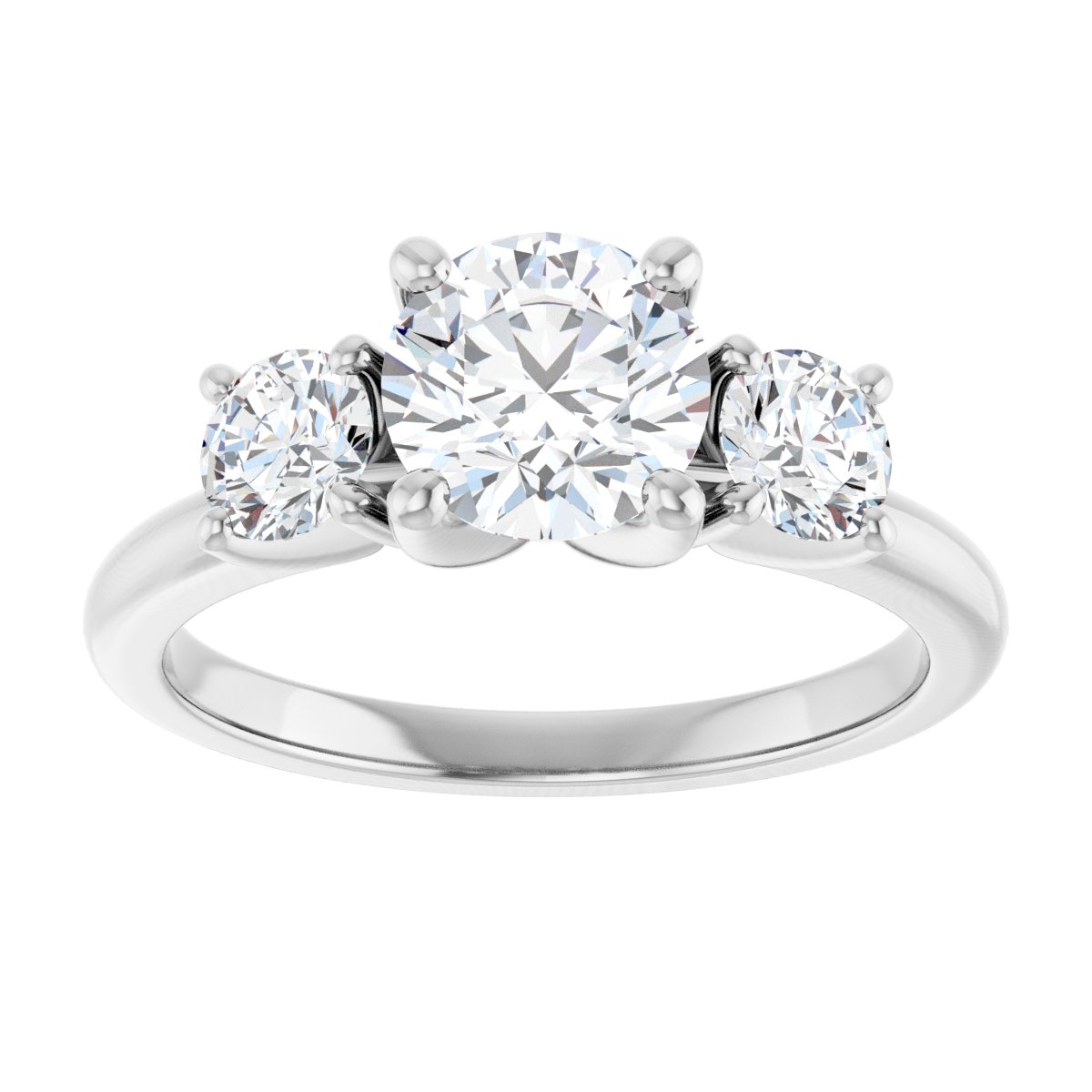 Round Three-Stone Engagement Ring Semi-Mount - gallery - Series 126418