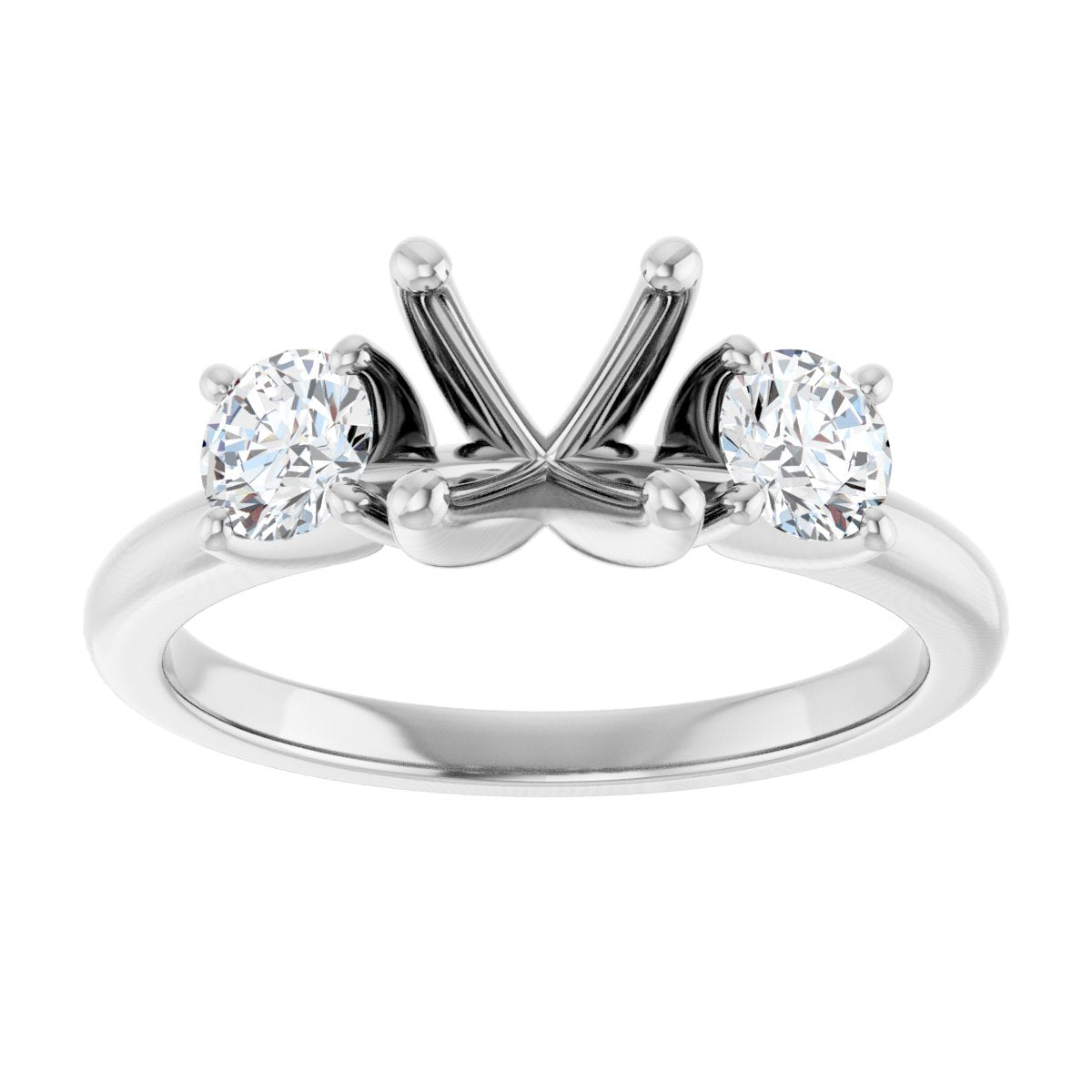 Round Three-Stone Engagement Ring Semi-Mount - gallery - Series 126418