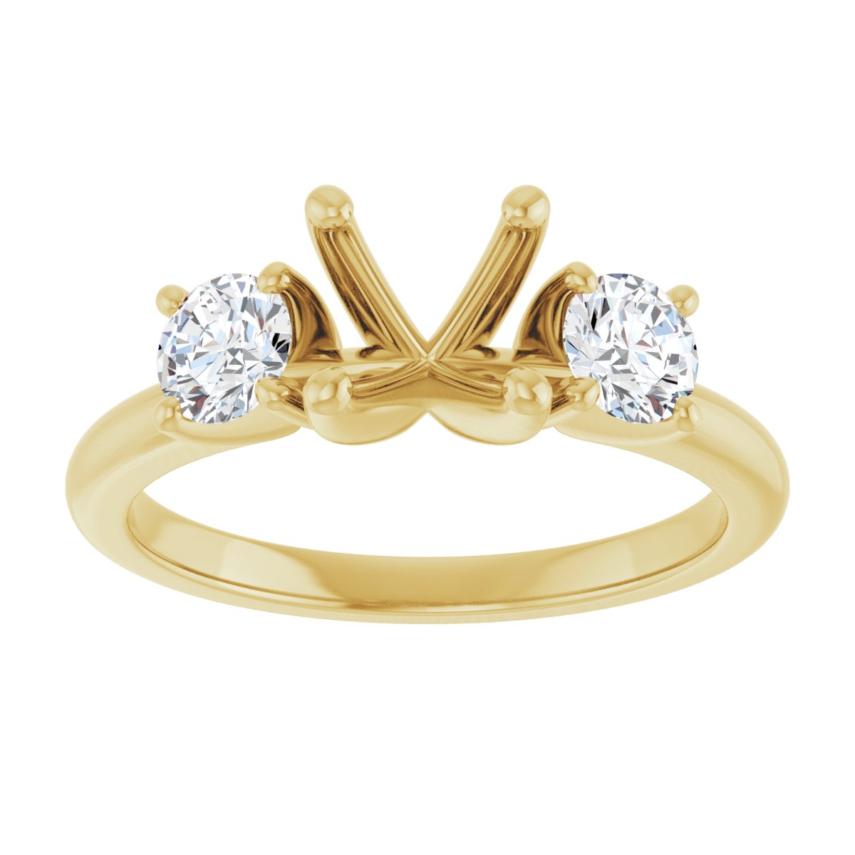 Round Three-Stone Engagement Ring Semi-Mount - gallery - Series 126418