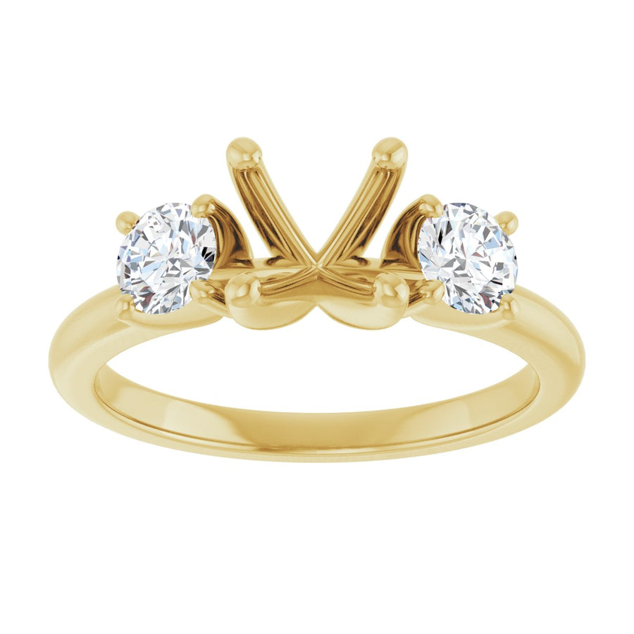 Round Three-Stone Engagement Ring Semi-Mount - gallery - Series 126418