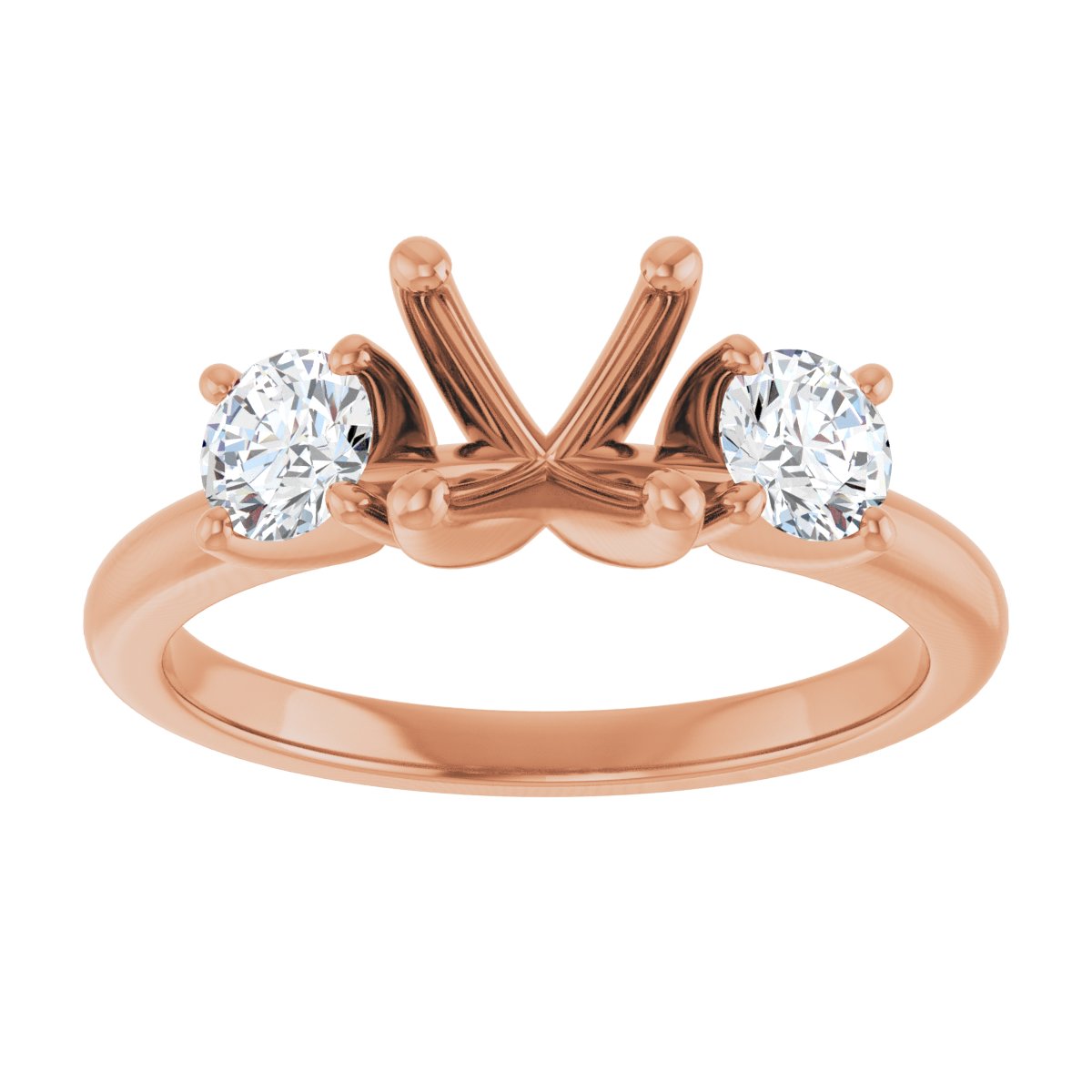 Round Three-Stone Engagement Ring Semi-Mount - gallery - Series 126418