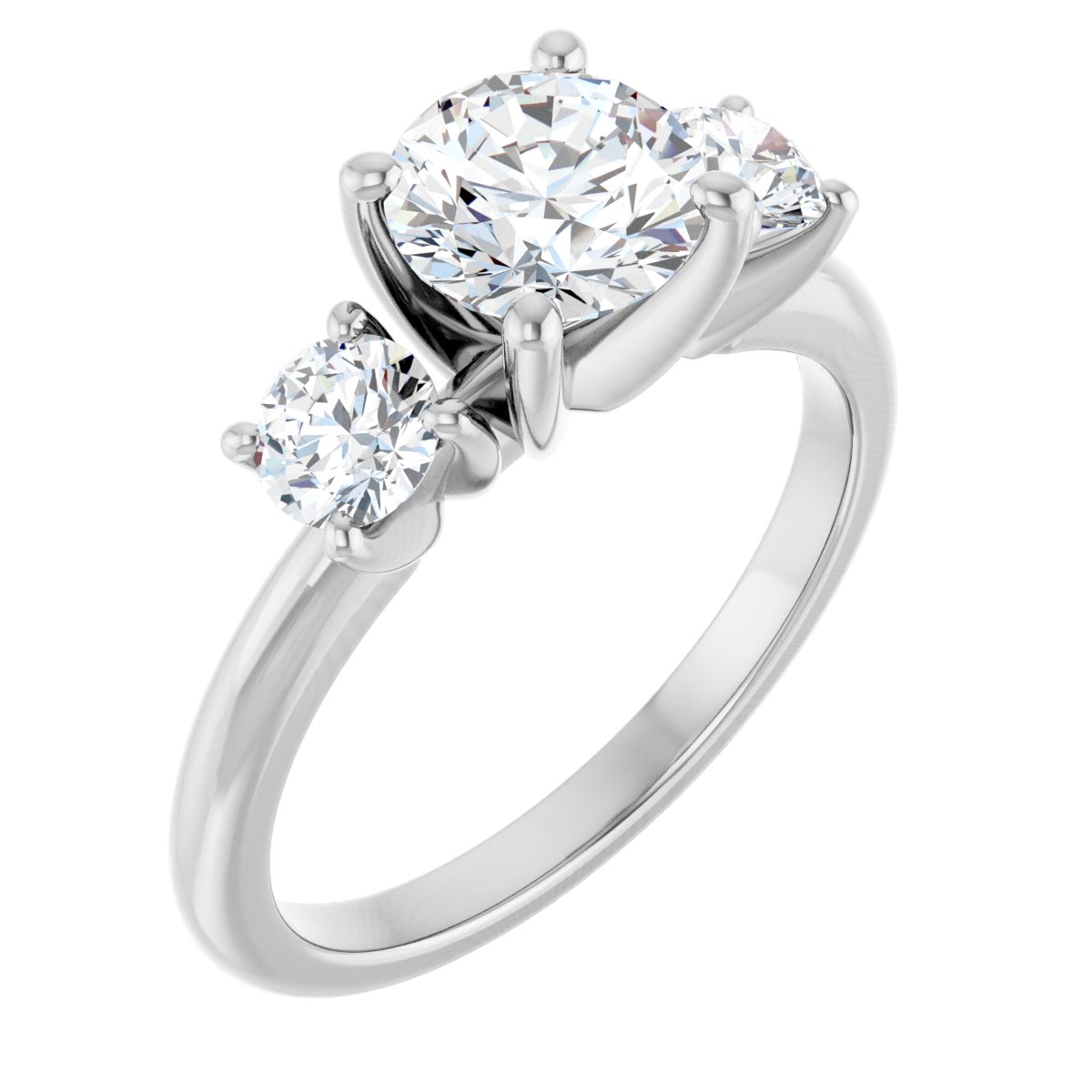 Natural Diamond Round Three-Stone Engagement Ring Semi-Mount - Platinum - Series 126418