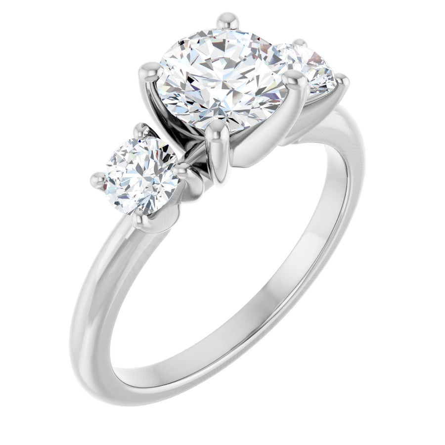 Natural Diamond Round Three-Stone Engagement Ring Semi-Mount - Platinum - Series 126418