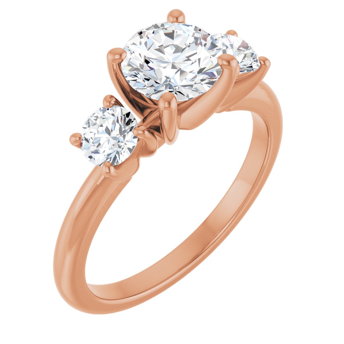 Natural Diamond Round Three-Stone Engagement Ring Semi-Mount - 14K Rose Gold - Series 126418