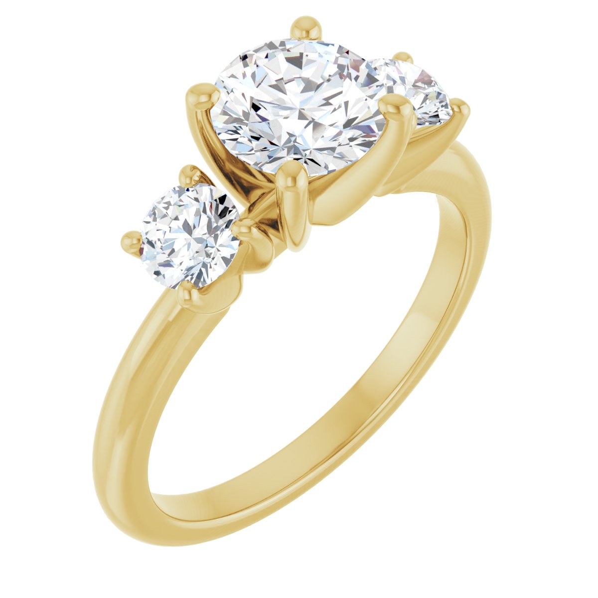 Natural Diamond Round Three-Stone Engagement Ring Semi-Mount - 14K Yellow Gold - Series 126418