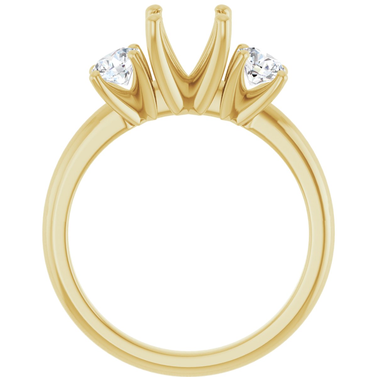Round Three-Stone Engagement Ring Semi-Mount - gallery - Series 126418