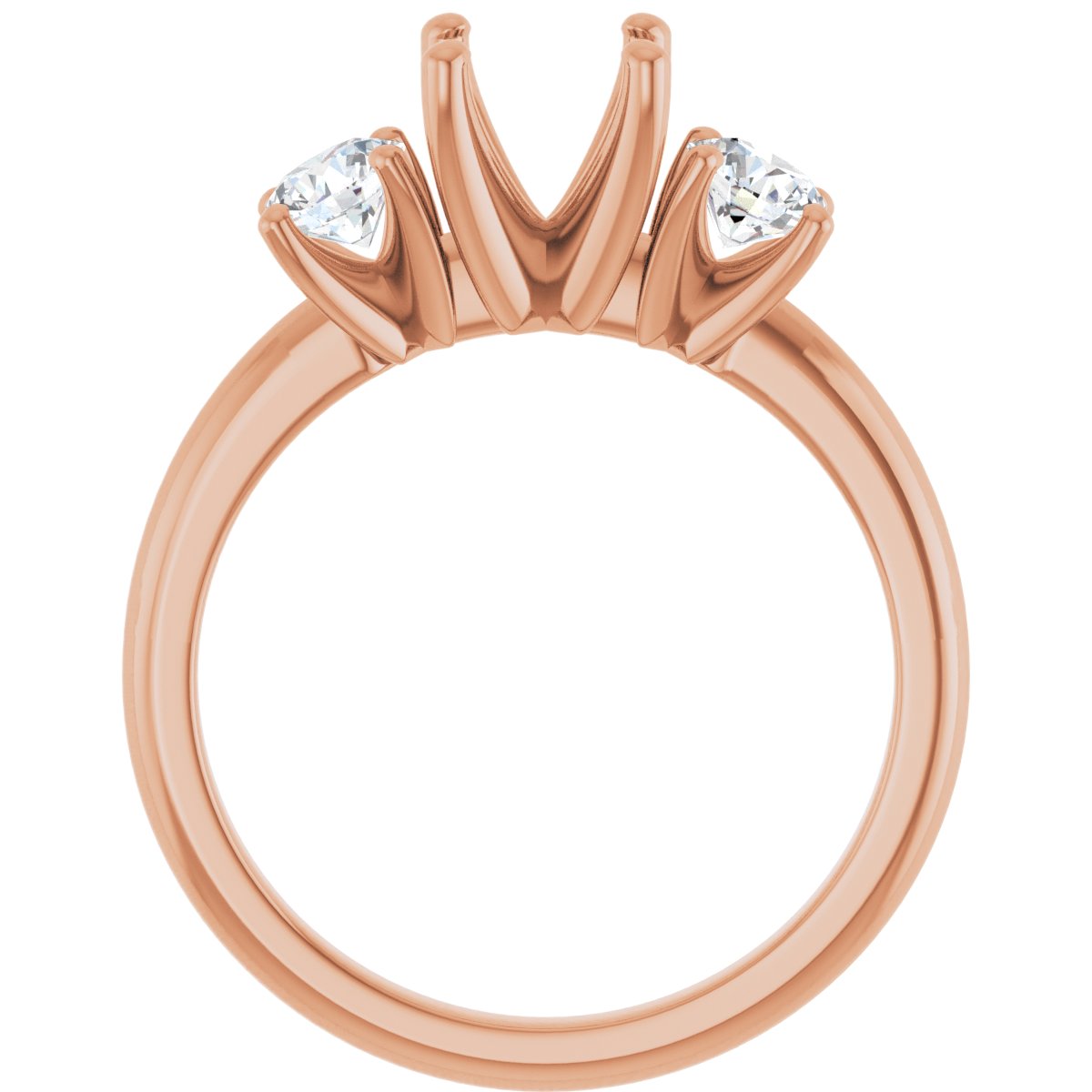 Round Three-Stone Engagement Ring Semi-Mount - gallery - Series 126418