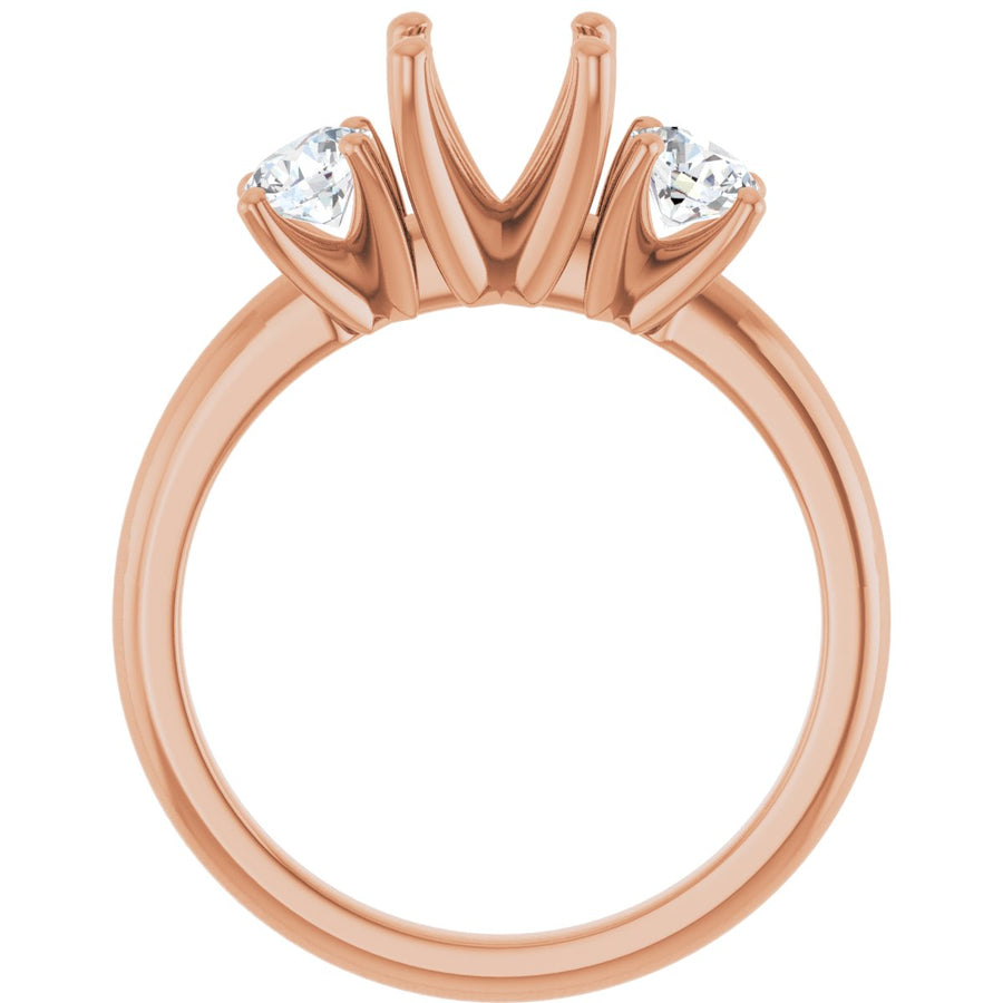 Round Three-Stone Engagement Ring Semi-Mount - gallery - Series 126418