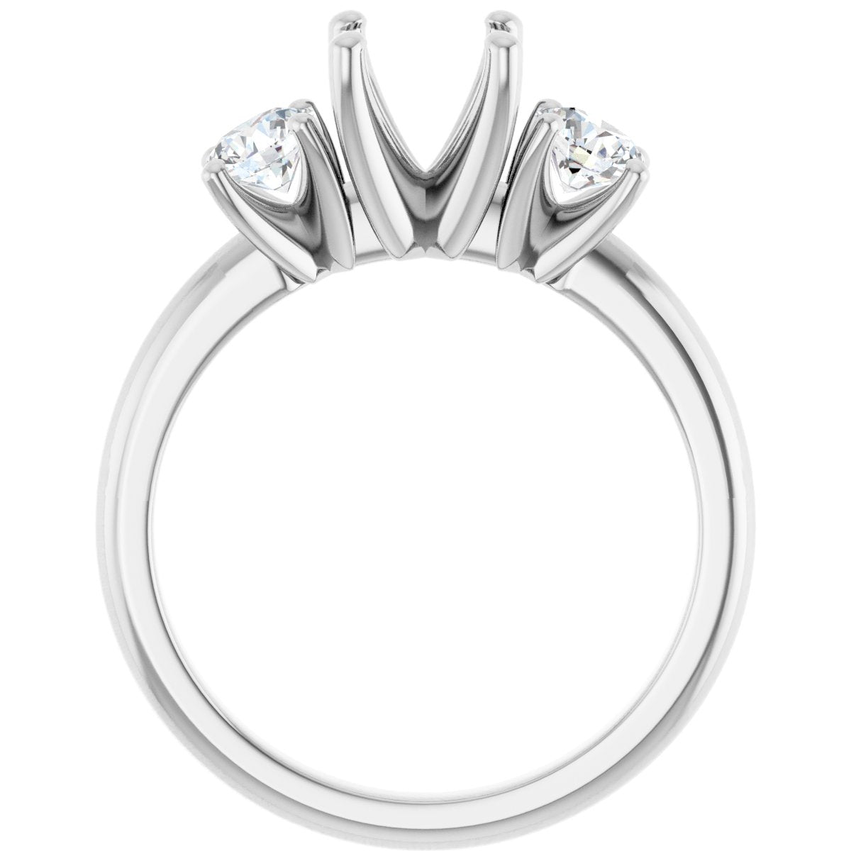 Round Three-Stone Engagement Ring Semi-Mount - gallery - Series 126418