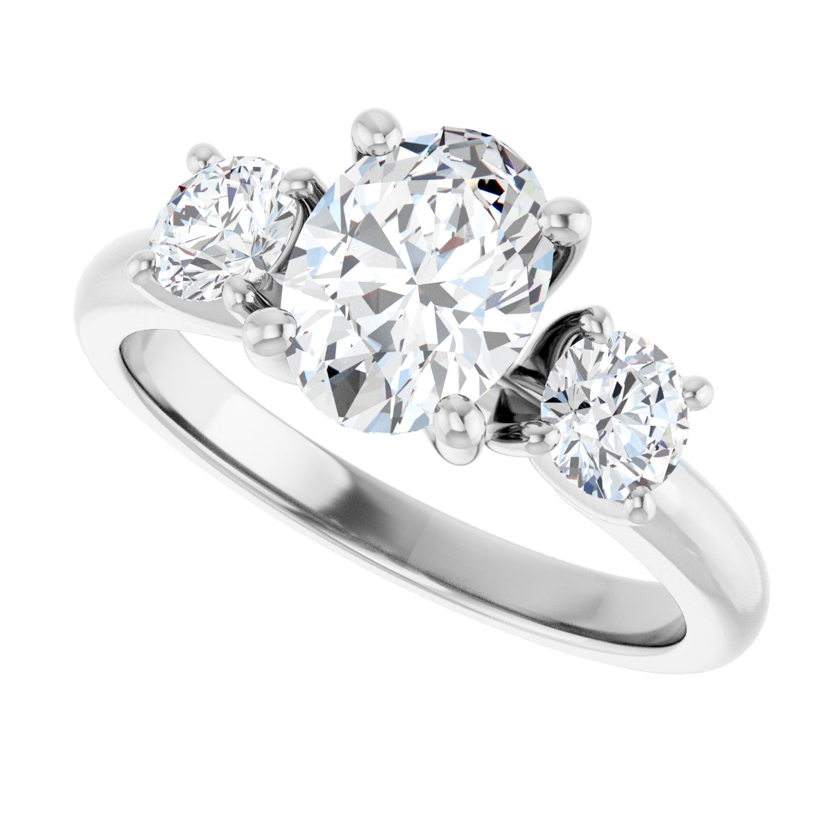 Oval Three-Stone Engagement Ring Semi-Mount - gallery - Series 126418