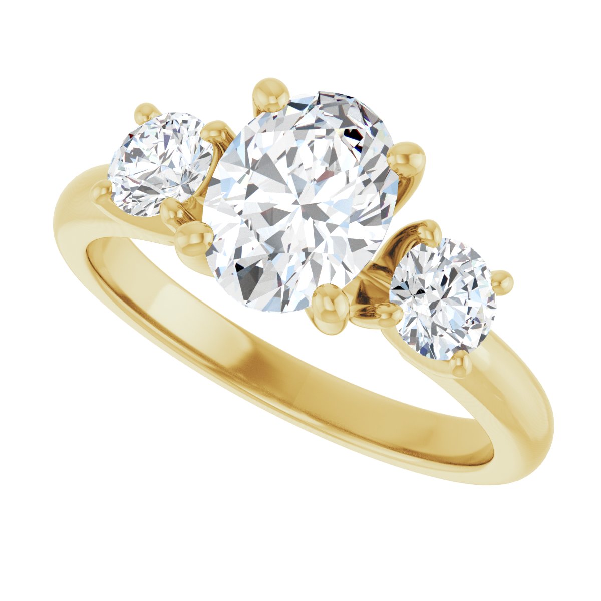 Oval Three-Stone Engagement Ring Semi-Mount - gallery - Series 126418