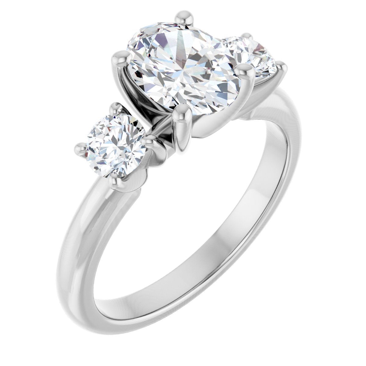 Natural Diamond Oval Three-Stone Engagement Ring Semi-Mount - Platinum - Series 126418
