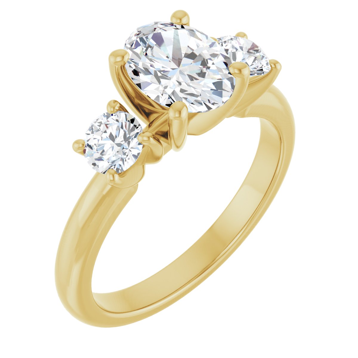 Natural Diamond Oval Three-Stone Engagement Ring Semi-Mount - 14K Yellow Gold - Series 126418