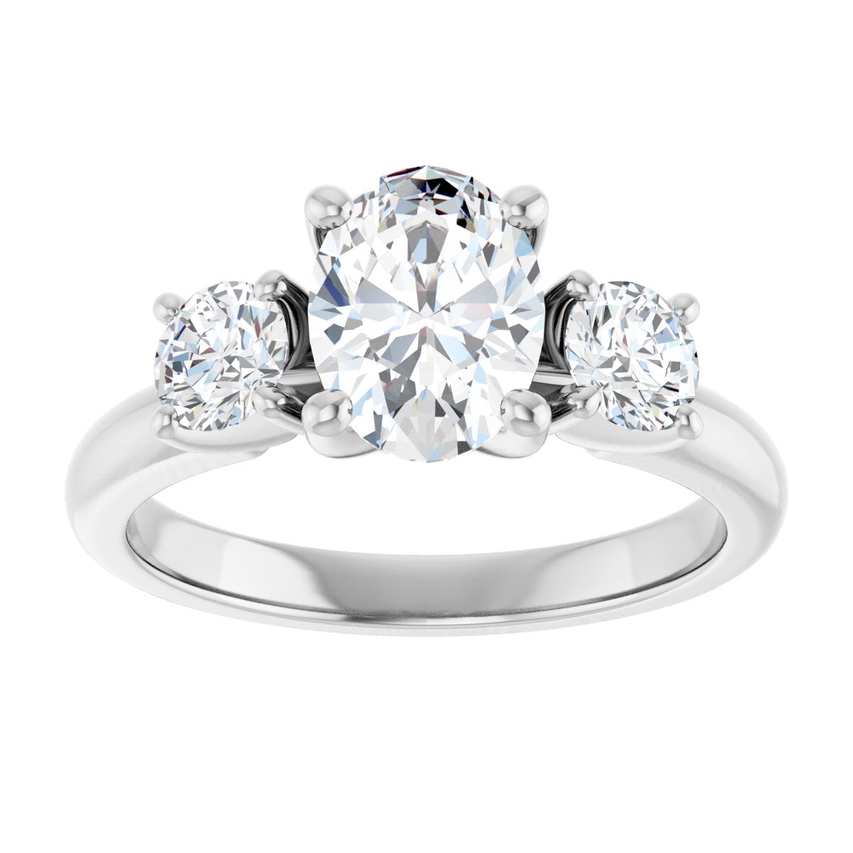 Oval Three-Stone Engagement Ring Semi-Mount - gallery - Series 126418