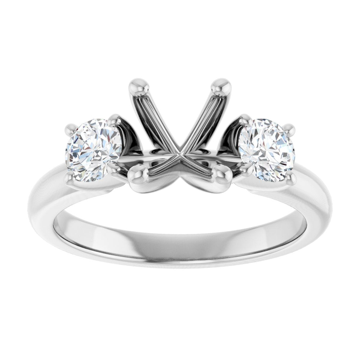 Oval Three-Stone Engagement Ring Semi-Mount - gallery - Series 126418
