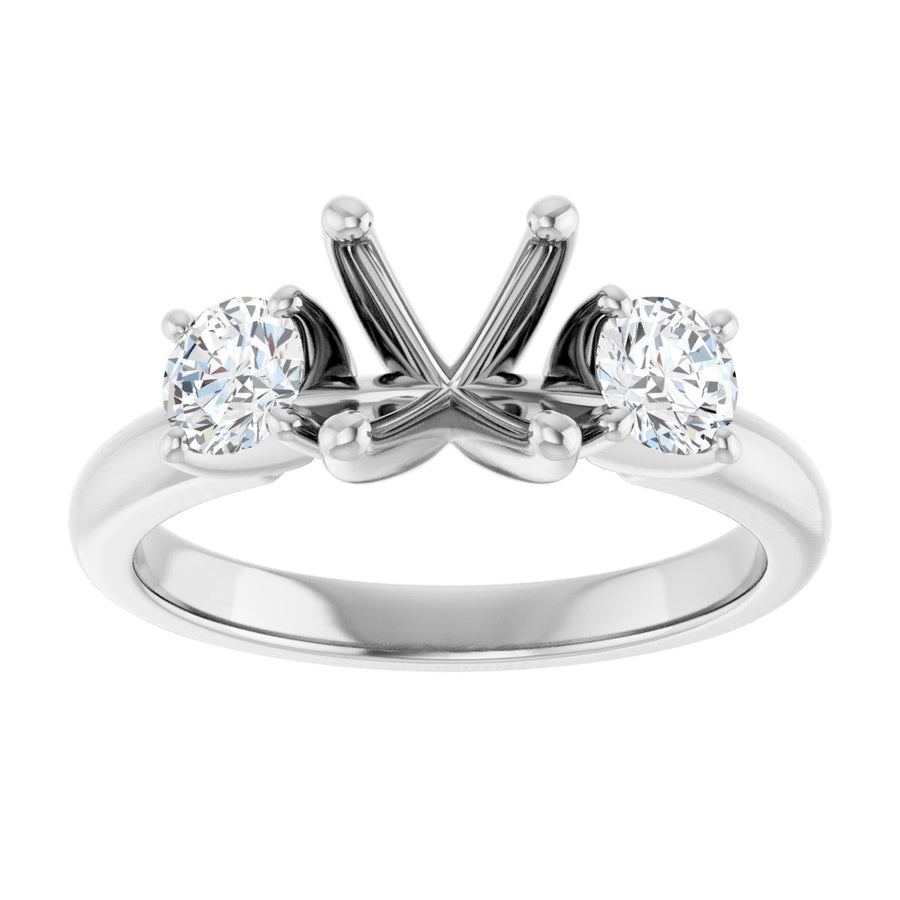 Oval Three-Stone Engagement Ring Semi-Mount - gallery - Series 126418