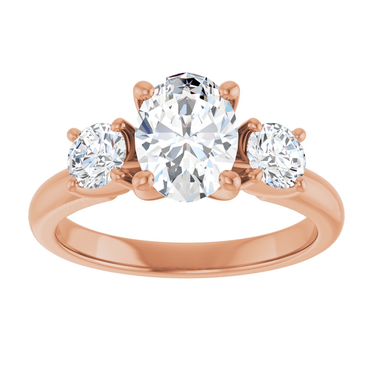 Oval Three-Stone Engagement Ring Semi-Mount - gallery - Series 126418