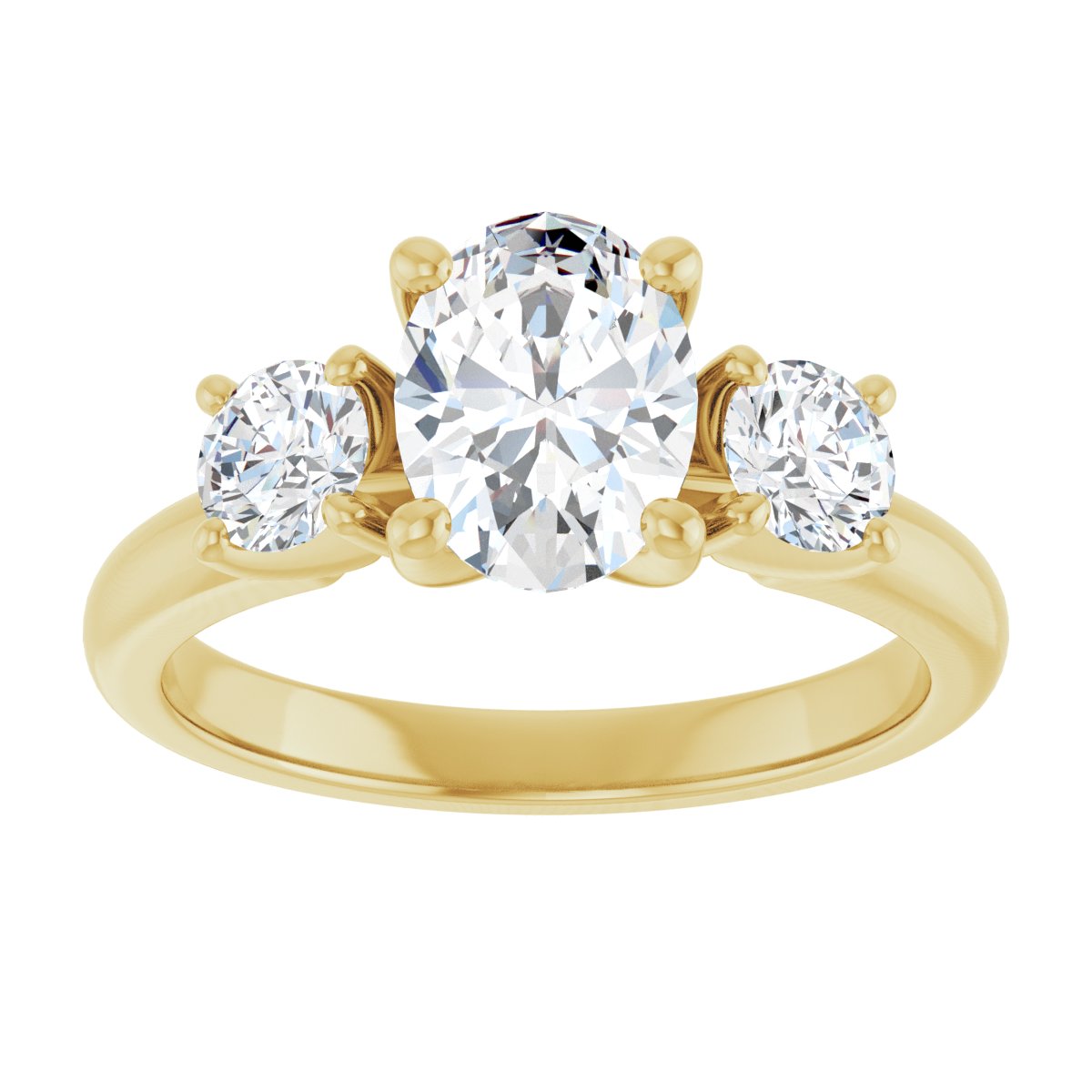 Oval Three-Stone Engagement Ring Semi-Mount - gallery - Series 126418