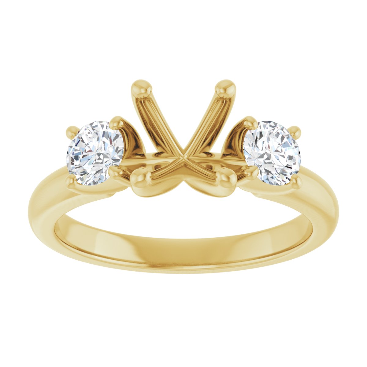 Oval Three-Stone Engagement Ring Semi-Mount - gallery - Series 126418