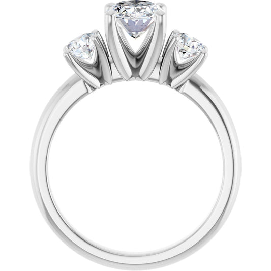 Oval Three-Stone Engagement Ring Semi-Mount - gallery - Series 126418