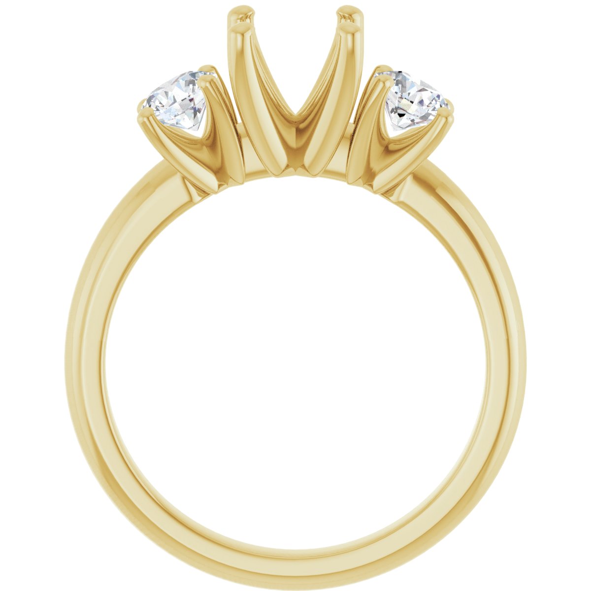 Oval Three-Stone Engagement Ring Semi-Mount - gallery - Series 126418