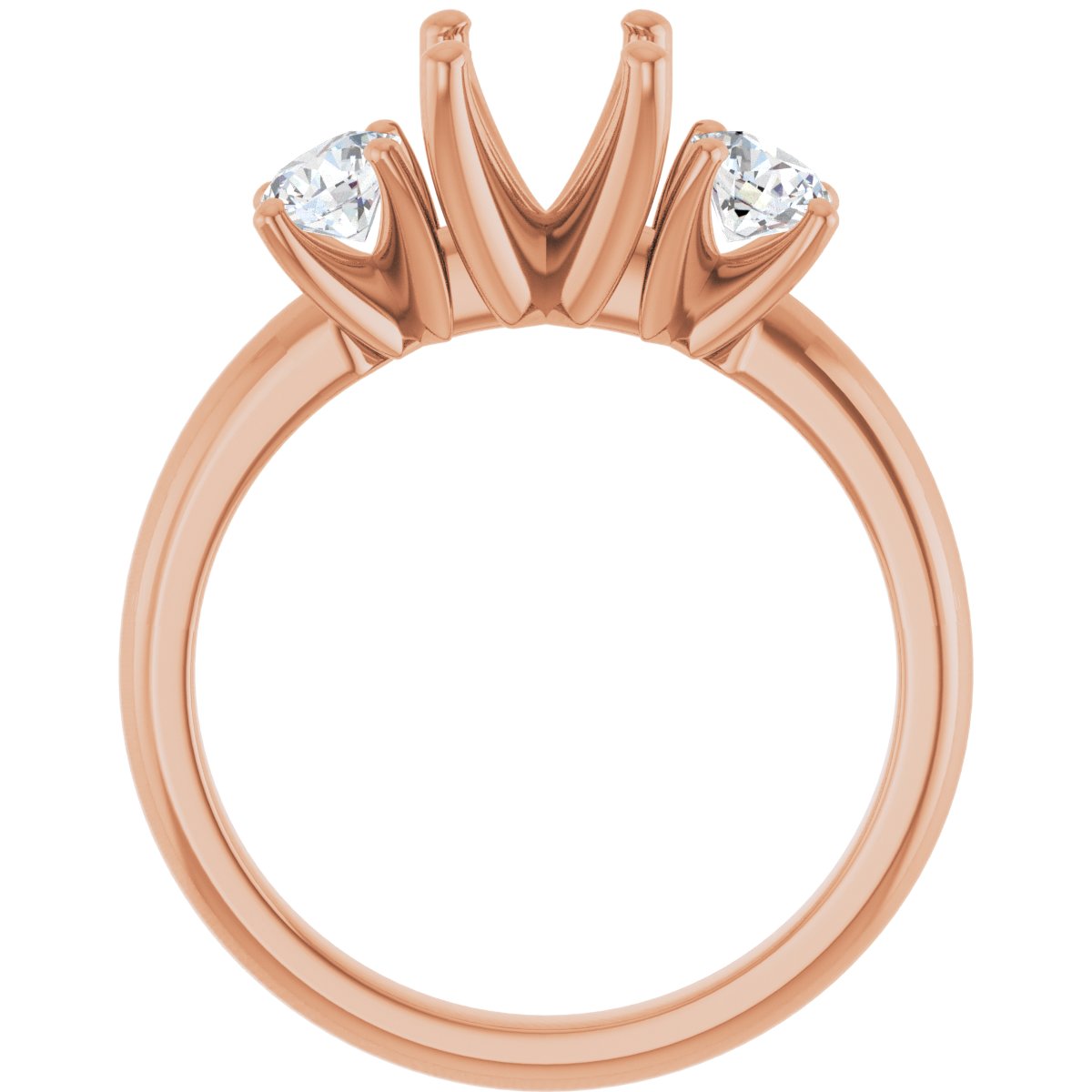 Oval Three-Stone Engagement Ring Semi-Mount - gallery - Series 126418