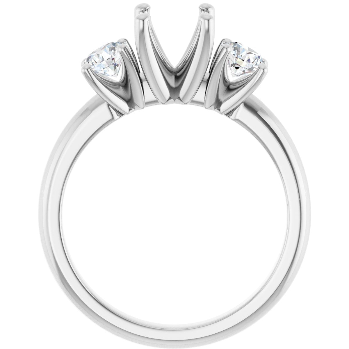 Oval Three-Stone Engagement Ring Semi-Mount - gallery - Series 126418