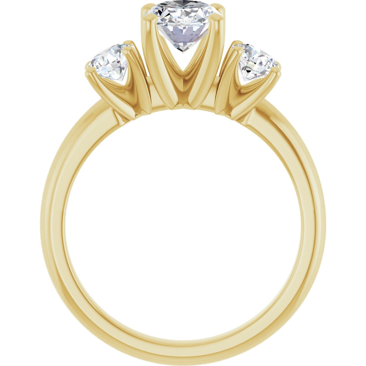 Oval Three-Stone Engagement Ring Semi-Mount - gallery - Series 126418