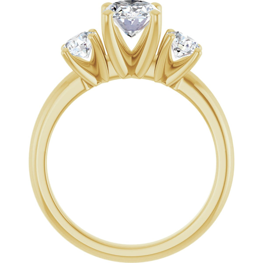 Oval Three-Stone Engagement Ring Semi-Mount - gallery - Series 126418