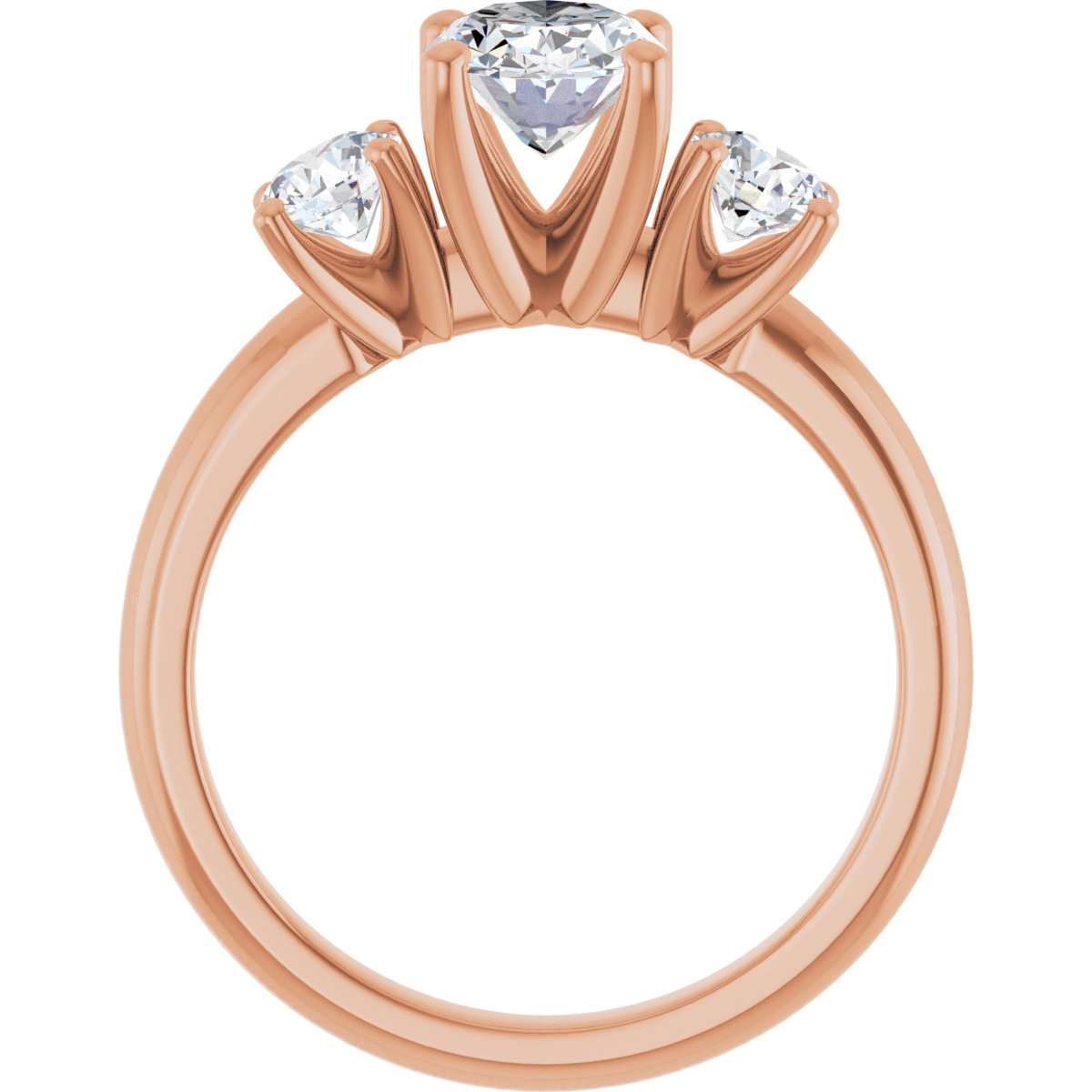Oval Three-Stone Engagement Ring Semi-Mount - gallery - Series 126418
