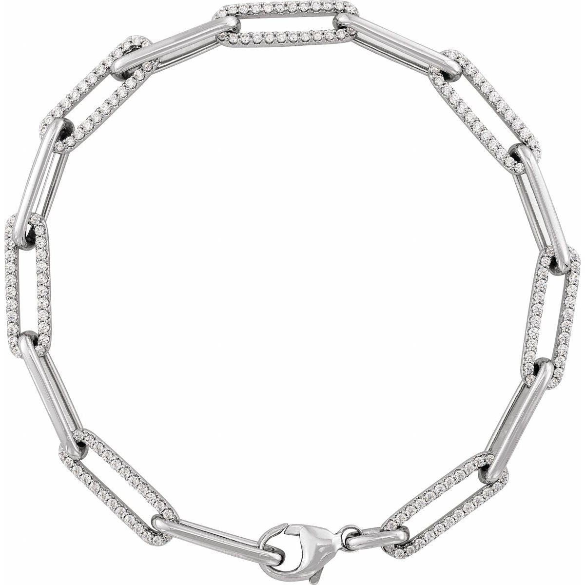 Accented Link Bracelet - 14K White Gold - Series BRC914