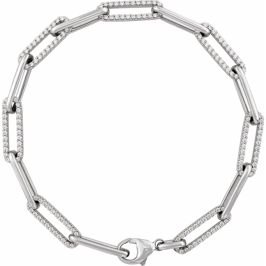Accented Link Bracelet - 14K White Gold - Series BRC914