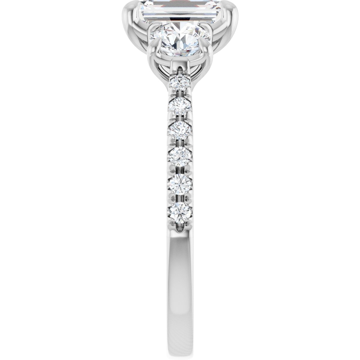 Emerald Three-Stone Engagement Ring Semi-Mount - gallery - Series 123447